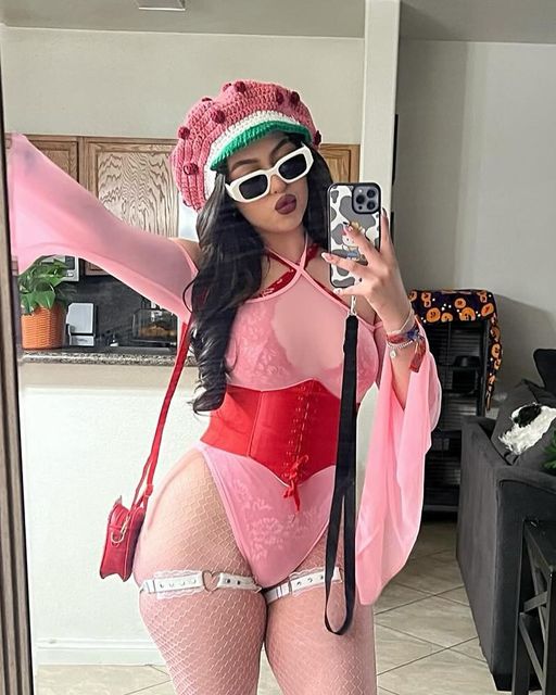 Sheer mesh bell sleeve rave romper, view 1
